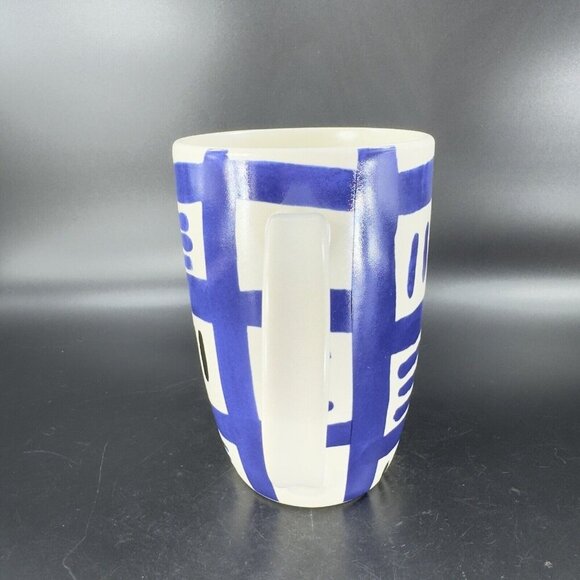 Crafted by Wainwright Pompeii White Blue Gold Tall Coffee Mug Cup Ceramic Mug - Picture 8 of 13